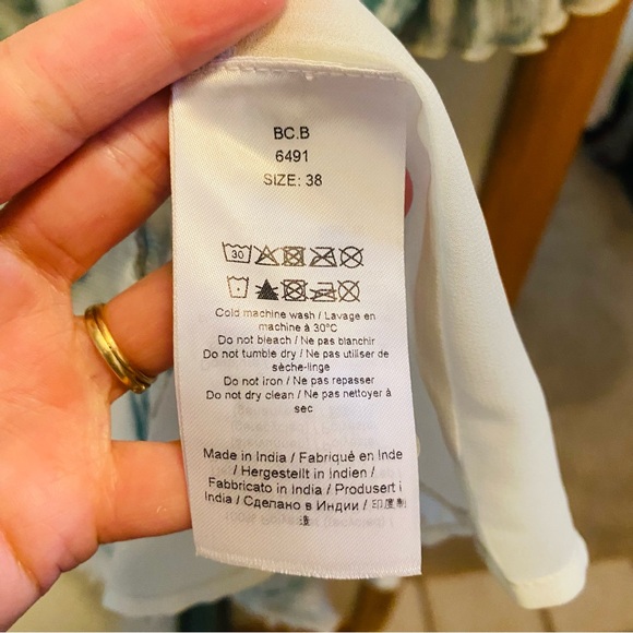 Ganni Georgette Dyed Ruffle Mini Dress in Green 38 6 - Picture 12 of 13